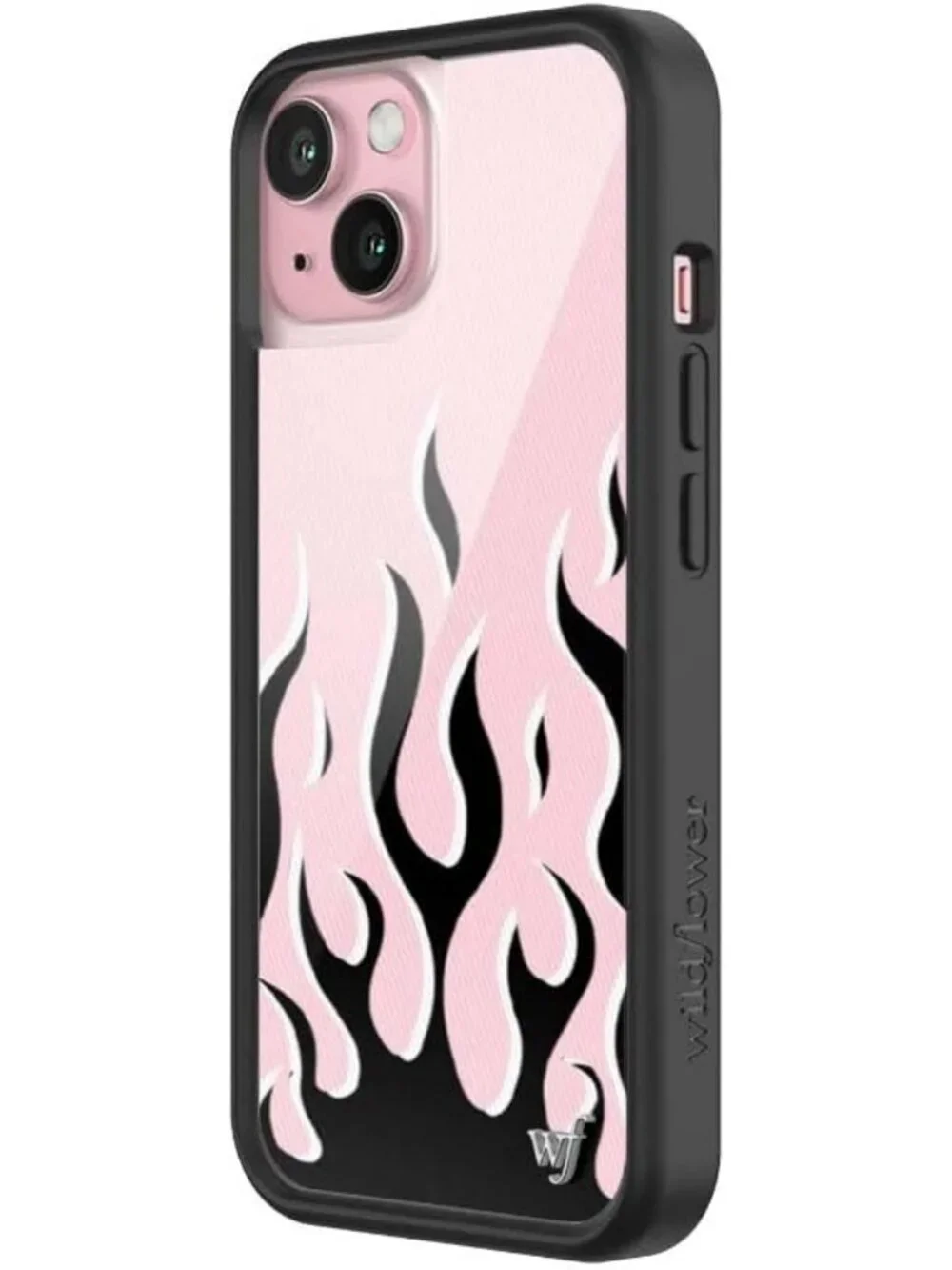 Flames iPhone 15 Case - Pink & Black - Stylish, Durable, Trendy Phone Accessory